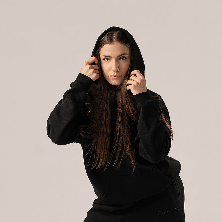 Mikina s kapucí - tmavě černá